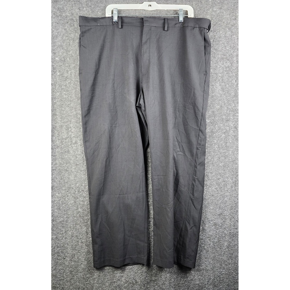 Haggar Premium Comfort Dress Pants Mens 42x30 Charcoal Grey Good Classic Fit